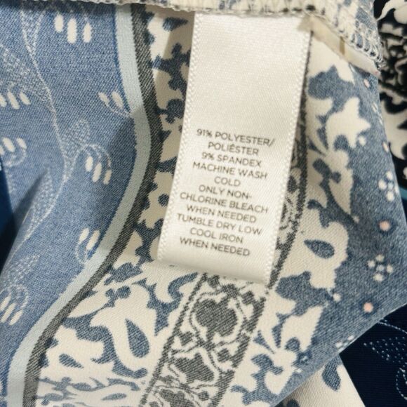 Loft Mosaic Shirt Dress Sz Small Blue Floral Long Sleeve 4-Button (no belt) - Picture 10 of 10